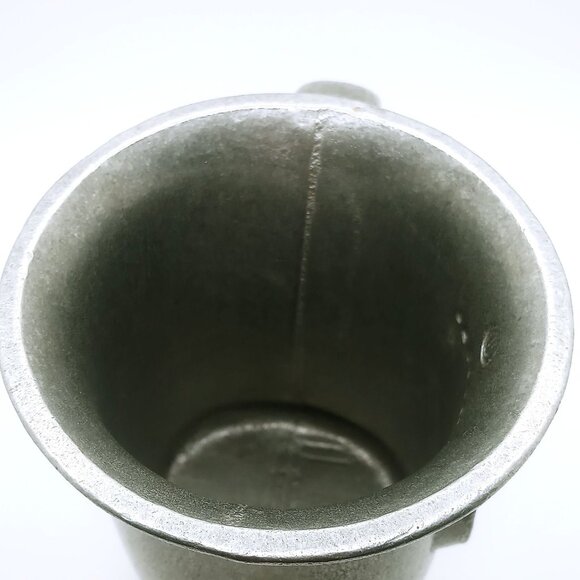 Vintage Pewter Pitcher Mug 5" Tankard Horn Stein Cup Monogrammed 'J' Marked - Picture 9 of 13